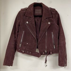 Blank NYC Plum Purple Suede Women’s Bomber Jacket Coat Moto XS